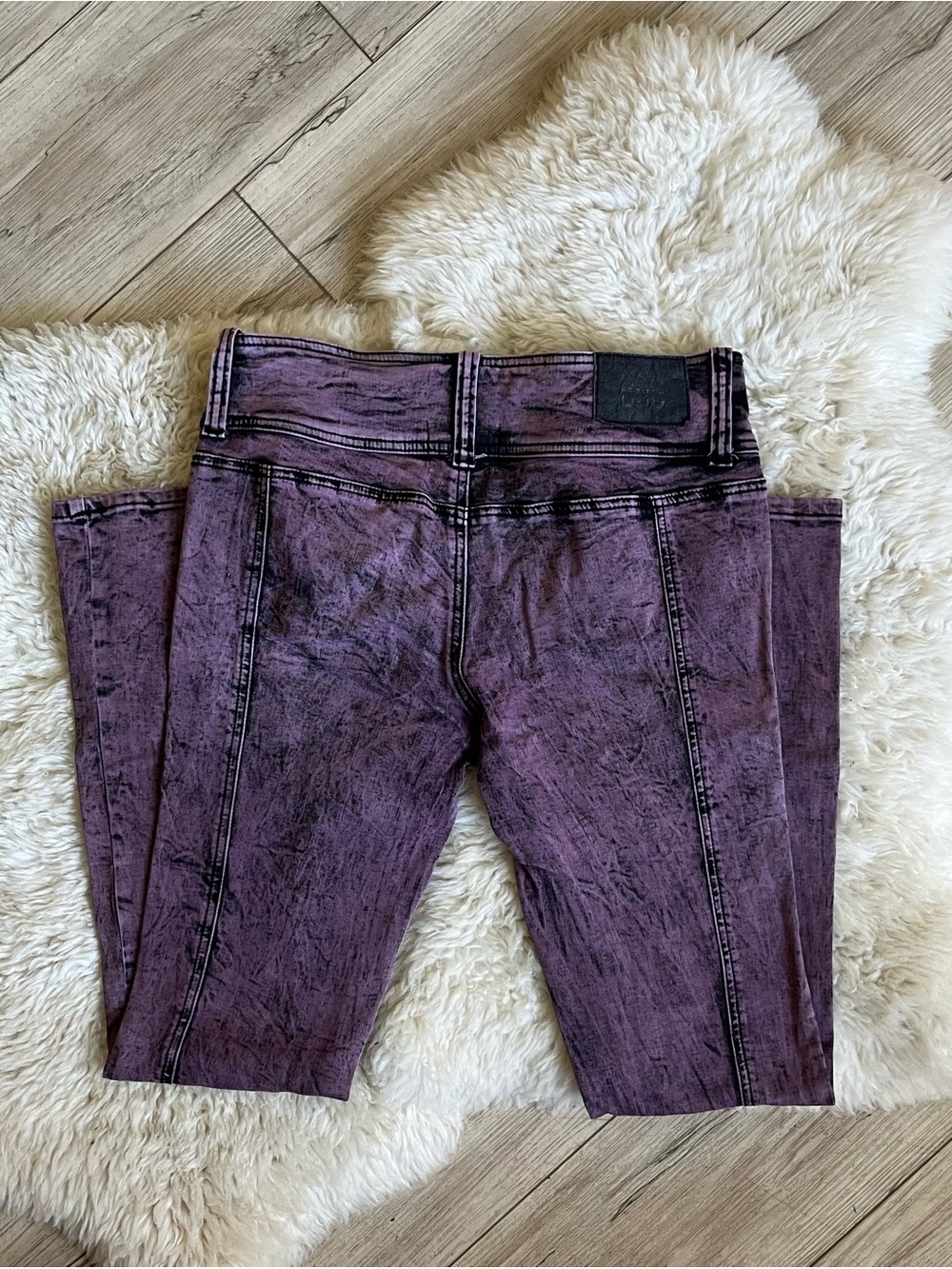Women's Washed Purple Skinny flare Jeans - Picture 2 of 4